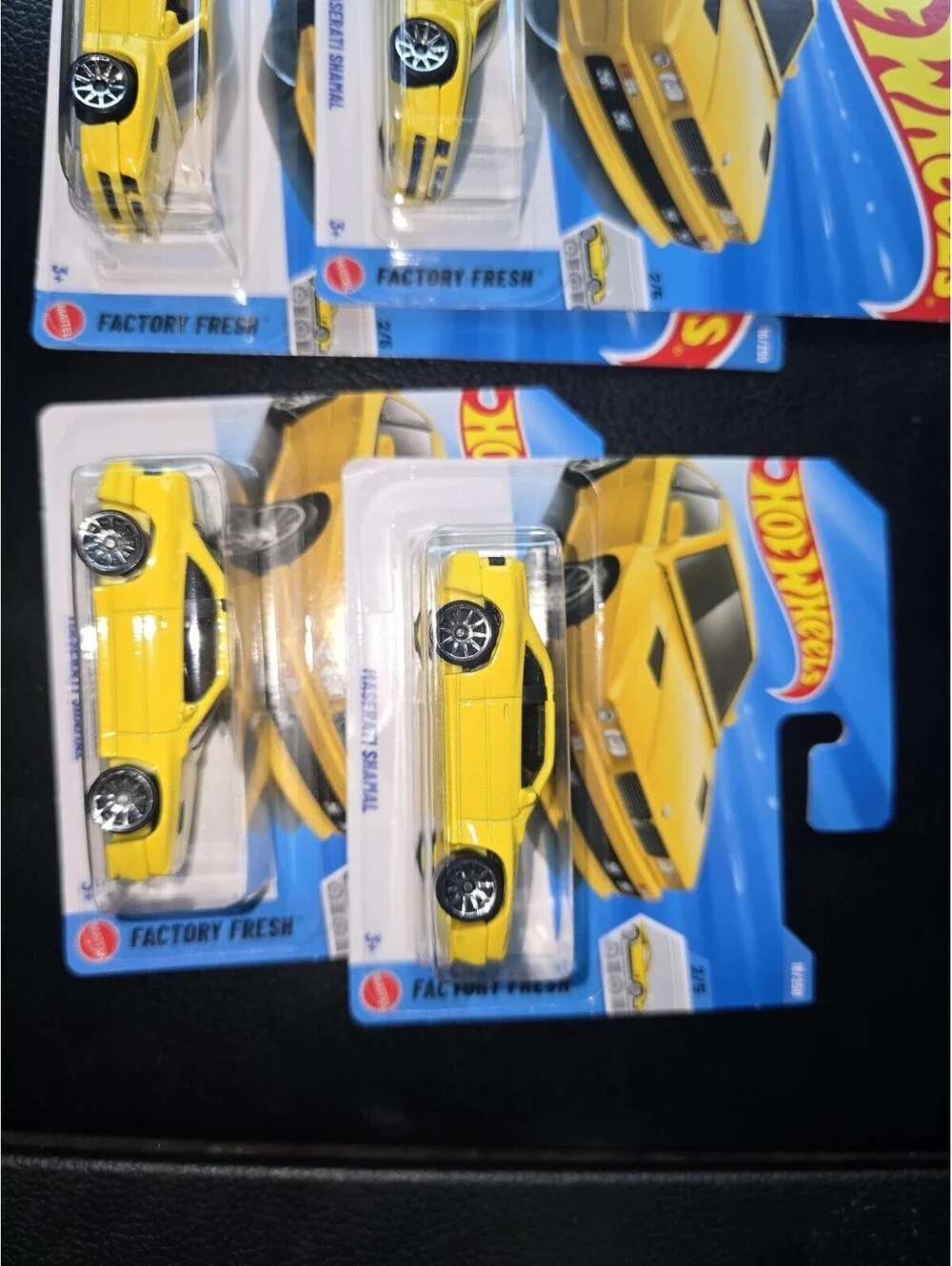 Hot Wheels Maserati Shamal Yellow Factory Fresh Lot of 4 2 Short + 2 Long Cards